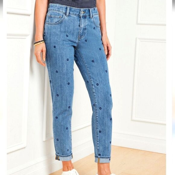 Talbots Ditsy Flower Everyday Relaxed Jeans 10 - Picture 1 of 12